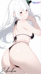 1girls ai_generated bikini black_eyes black_hair echidna_(re:zero) female hair_ornament manzuuart re:zero_kara_hajimeru_isekai_seikatsu stable_diffusion white_background