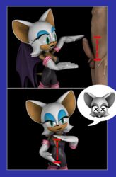 3d bat black_background bodysuit clothed clothing female gloves green_eyes jawsfm looking_at_viewer male mammal nude penis rouge_the_bat simple_background smile sonic_(series) source_filmmaker tight_clothing wings