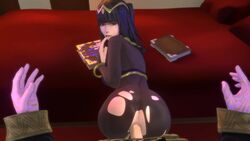 1boy 1girls 3d anal animated ass bed bent_over black_hair bodystocking bound_hands dat_ass doggy_style doggystyle fire_emblem fire_emblem_awakening huge_ass long_hair looking_at_viewer looking_back male_pov nintendo nodusfm penis pov robin_(fire_emblem) robin_(fire_emblem)_(male) sex sound straight tharja_(fire_emblem) uncensored video