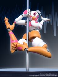 3d 3d_model animatronic avian bird breasts chicken clothing dancing female five_nights_at_freddy's fnaf footwear freddy_fazbear's_pizzeria_simulator funtime_chica_(fnaf) high_heels idsaybucketsofart machine nipples pole pole_dancing pussy robot scottgames shoes solo video_games