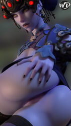 1girls 3d alternate_costume ass big_ass big_butt black_lily_widowmaker blender blizzard_entertainment dat_ass female female_only lunar_new_year lunar_new_year_series overwatch pussy solo thighhighs widowmaker wunder year_of_the_dog