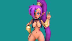 3d breasts female genie hair hand_on_hip nude pussy saygoodbye-sfm shantae shantae_(character) smile smooth_skin solo source_filmmaker tongue tongue_out video_games