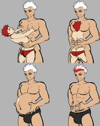 2boys absorption archer_(fate) belly bulge cygnusprince emiya_shirou fate/stay_night fate_(series) male male_only vore