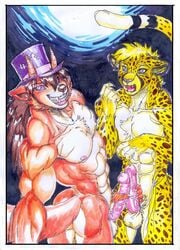 2018 abs anthro ass balls biceps canine cheetah clothed clothing duo erection feline fox frottage fur gamerfox hair hat humanoid_penis lomas looking_at_viewer male mammal mariano muscular muscular_male nude open_mouth pecs penis selfie sex simple_background smile top_hat yaoi zach