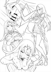 1boy 1girls baffu bangs bar_censor between_breasts blush breast_hold breasts censored cleavage cleavage_cutout closed_mouth commentary cum cum_in_mouth doujinshi dress earrings facial fellatio female gem greyscale hair_ornament headpiece jewelry large_breasts long_hair monochrome mythra nintendo open_mouth oral paizufella paizuri penis rex_(xenoblade) salvager_trousers shoulder_armor shy simple_background sketch straight swept_bangs tiara tsundere very_long_hair white_background xenoblade_(series) xenoblade_chronicles_2