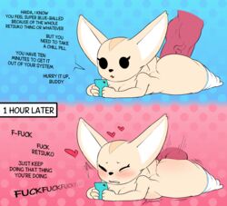 aggressive_retsuko anthro ass big_butt bikupan blush breasts canine clenched_teeth clothed clothing cute dialogue disembodied_penis edit english_text female fennec fenneko fox haida heart holding_object holding_phone large_insertion legwear lying male mammal on_front passionate penetration penis phone sanrio sex smooth_fur solo_focus stomach_bulge straight teeth text thick_thighs topless