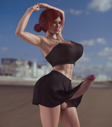 1futa 3d ass balls balls_under_clothes bottomless_skirt breasts casual cd_projekt_red cleavage curvy erect_nipples erection erection_under_clothes erection_under_skirt futa_only futa_sans_pussy futanari huge_breasts huge_cock huge_penis human hyper hyper_penis intersex large_ass looking_at_viewer muscular muscular_futa nipple_bulge nipples no_panties pale_skin penis penis_bulge penis_out penis_under_clothes penis_under_skirt public realistic redhead skirt skirt_lift solo solo_futa stevencarson testicles the_witcher the_witcher_(series) the_witcher_2 the_witcher_3:_wild_hunt toned triss_merigold wide_hips