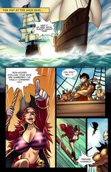 anthro anthro_on_female anthro_on_human bal'rana breasts comic eyepatch horse horsecock huge_breasts human_female jewelry legend_of_queen_opala muscles nonhuman_male_on_human_female ocean outdoors penis pirate r_ex red_hair swegabe tagme