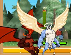 angel anthro balls bear belly captaingerbear chub-pan chubby demon duo gay male nude panda penis screen_capture screencap screenshot