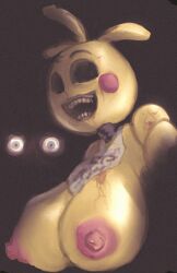 big_ass blood_splatter breasts chicken creepy eyeless_female five_nights_at_freddy's five_nights_at_freddy's_2 horror nightmare_fuel robot_girl ruddyrzaq scottgames toy_chica_(fnaf) vhs_filter