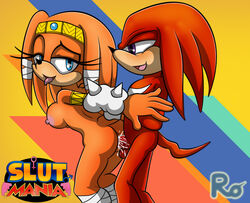 arms_behind_back ass balls blue_eyes breasts cum cum_in_pussy cum_inside echidna female from_behind from_behind_position gloves grabbing knuckles_the_echidna male mammal medium_breasts multicolored_background nipples open_mouth penetration penis pussy raianonzika red_fur sega slut_mania sonic_(series) straight tail tikal_the_echidna tongue tongue_out vaginal_penetration zerbukii