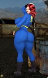 1girls 3d back back_view bethesda_softworks big_ass big_breasts bodysuit boots breasts bubble_ass busty butt_crack clothing computer curvy dat_ass detailed_background electronics erect_nipple erect_nipples fallout fallout_4 female female_only firearm gun hourglass_figure huge_ass huge_breasts human jumpsuit lipstick looking_at_viewer looking_back makeup nipple_bulge outdoor outdoors outside pip-boy pose posing red_hair red_lipstick rifle short_hair sideboob solo standing text thick_thighs vault_111 vault_girl vault_suit video_game video_games voluptuous watermark weapon wide_hips wristwear xskullheadx