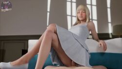 1boy 1girls 3d animated blonde_female blonde_hair clothed clothed_female_nude_male clothing cross_legged_riding crossed_legs dress duo female female_penetrated final_fantasy final_fantasy_xv lazyprocrastinator longer_than_30_seconds looking_at_viewer lunafreya_nox_fleuret male male/female male_penetrating male_penetrating_female male_pov no_panties penis penis_in_pussy pov pussbernpuss pussy shorter_than_one_minute solo_focus sound tagme vaginal_penetration video