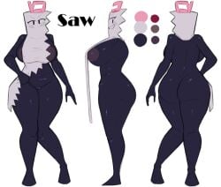 1girls apron_lift apron_only areolae ass back_view battle_for_bfdi battle_for_dream_island bfb bfdi bfdia big_areola big_ass big_breasts big_butt big_butt_cheeks black_body completely_naked completely_nude completely_nude_female fat_ass female female_only front_view huge_ass huge_breasts huge_knockers i_wanna_fuck_her_so_bad i_want_her_to_sit_on_my_face_while_i_eat_her_out no_clothes object_head object_show object_show_community object_shows reference_sheet saw_(bfdi) side_view snesti snesti09 teasing_viewer