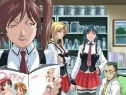 1boy 3girls about_to_have_sex academy_uniform_(bible_black) adult_and_teenager age_difference amatsuki_jun ashamed ass before_sex bible_black bible_black_only big_breasts blonde_hair blue_hair breasts brown_eyes brown_hair bullying buzz_cut classmates crossed_arms dirty_magazine embarrassed embarrassed_male eyewear femdom glasses green_eyes green_hair hand_on_hip holding_magazine holding_object imminent_foursome imminent_sex indoors kurimoto_maki labcoat looking_at_another looking_at_partner magazine malesub naughty naughty_face naughty_smile necktie nipples nude nude_female pleated_skirt ponytail porn_magazine purple_eyes reading reading_magazine saeki_kaori school_uniform schoolgirl science_teacher screencap short_hair skirt smug smug_expression smug_face smug_smile suspenders teacher teacher_and_student tease teasing teasing_partner tied_to_chair tied_up topless topless_female twintails uncensored vest younger_dom_older_sub