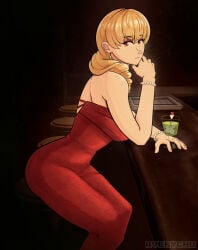 blonde_hair erika_wagner magna_ferra red_dress under_night_in-birth under_night_in-birth_2_sys:celes