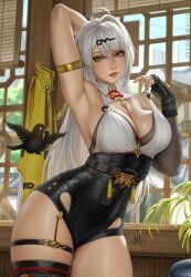 1girl 1girls big_breasts mirco_cabbia sciamano240 solo white_hair yixuan_(zenless_zone_zero) zenless_zone_zero