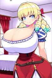 ai_generated blonde_hair blue_eyes female huge_breasts scarlett_(unicorn_overlord) unicorn_overlord