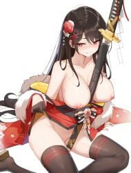 1girls areola areolae big_breasts breasts breasts_out breasts_out_of_clothes epic7 female female_focus female_only light-skinned_female light_skin nipples no_bra solo solo_female solo_focus topless zesto