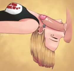 1boy 1girls 2021 all_the_way_to_the_base balls black_survival blonde_hair breasts ear_piercing eyes_closed facefuck facial_piercing female female_focus hart_floyd male penis piercing pink_hair short_hair tank_top triplestabber x-ray x-ray_view yellow_background
