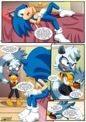 1boy 1girls a_tale_of_tangle's_tail_(comic) anthro bbmbbf bed blush comic female male male/female mobian_(species) mobius_unleashed palcomix pillow sega sonic_(series) sonic_the_hedgehog sonic_the_hedgehog_(series) tangle_the_lemur
