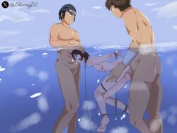 2boys1girl brown_hair naruto naruto_(series) naruto_shippuden nohara_rin nsfw raped_female sex sheong_wong undersea water water_torture