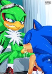 2boys anthro balls bbmbbf blowjob blush closed_eyes cum cum_in_mouth cum_inside gay jet_the_hawk male male/male male_only mobian_(species) mobius_unleashed oral oral_sex palcomix penis sega sex sonic_(series) sonic_riders sonic_the_hedgehog sonic_the_hedgehog_(series) teeth yaoi