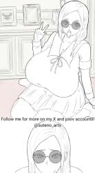 big_breasts black_hair blowjob futanari glasses huge_breasts iino_miko kaguya-sama_wa_kokurasetai_~tensai-tachi_no_renai_zunousen~ nerd original_character paizuri sucking_penis venus_body voluptuous wide_hips