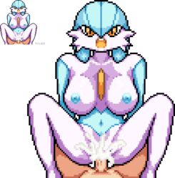 1boy 1girls alpha_channel areola areolae belly big_breasts blue_hair blue_nipples blue_skin breasts cowgirl_position cum cum_in_pussy cum_inside erection feet female gardevoir human humanoid interspecies looking_at_viewer male male_pov moan moaning navel nintendo nipples nude open_mouth orange_eyes orange_skin overflow penetration penis pixel_art pixlube pokémon_(species) pokemon pokemon_(species) pokemon_rse pov pussy sex shiny shiny_pokemon short_hair simple_background spread_legs spreading straight teeth text tongue transparent_background vagina vaginal_penetration veins veiny_penis video_games watermark white_skin