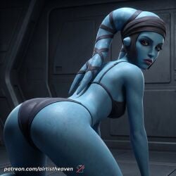 3d 3d_(artwork) aayla_secura ai_generated alien alien/human alien_girl alien_humanoid bed bedroom bikini blue_body bra clone_wars female female_focus female_only looking_at_viewer panties patreon patreon_username pinup solo solo_female star_wars star_wars:_the_clone_wars tagme thong twi'lek underwear