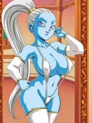 ai_assisted angel armwear bikini dragon_ball dragon_ball_super edit edited edited_art legwear lipstick long_hair looking_at_viewer sano-br sling_bikini sling_swimsuit slingshot_bikini slingshot_swimsuit vados white_bikini white_hair