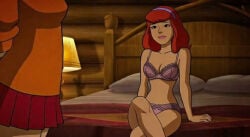 2girls bra daphne_blake female female_only panties purple_bra purple_panties red_hair scooby-doo screenshot_edit underwear velma_dinkley