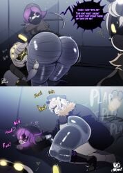 1boy 1girls 2d ass ass_bigger_than_head ass_focus big_ass casual_nudity clothed couple dgdrawz female fucking_good_and_hard glitch_productions huge_ass humanoid humanoid_female humanoid_male hyper_ass intercourse male murder_drones n_(murder_drones) no_underwear penetration revealing_clothes robot robot_boy robot_girl robot_humanoid screen_face sex straight teasing underass uzi_(murder_drones) v_(murder_drones)