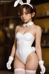 1girl ai_generated bunny_ears bunnysuit evie_(stellar_blade) lingerie realistic short_hair standing stellar_blade:_blood_rain thighhighs thighs tomboy tomboyish