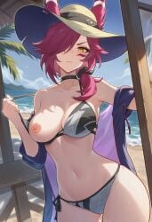 1girls 2026 ai_generated alternate_costume angry beach beach_background belly_button big_ass big_thighs bikini blushing day exposed_breasts exposed_legs exposed_midriff exposed_nipples exposed_shoulders female female_focus female_only hat hentai league_of_legends long_ears long_hair looking_at_viewer mature_female medium_breasts medium_nipples midriff nsfw pale-skinned_female pale_skin partially_clothed red_hair riot_games showing_breasts sweat thick_ass thick_hips thick_legs thick_thighs uncensored xayah yellow_eyes