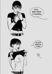 au_(artist) black_hair boli-blog bra_strap_is_showing_(meme) cigarette erect_nipples flashing_breasts natalia_(au) small_breasts