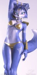 1girls bikini boob boobs breasts female fox krystal nintendo rareware rysonanthrodog solo star_fox star_fox_adventures