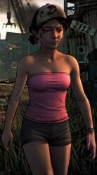 1girl 1girls ai_assisted black_shorts clementine_(the_walking_dead) dark-skinned_female female female_focus female_only girl_only mod screen_capture screencap screenshot screenshot_edit shorts strapless strapless_bra strapless_dress strapless_top teen teenage_female teenage_girl teenager telltale telltale_games the_walking_dead the_walking_dead_(series) the_walking_dead_(telltale) the_walking_dead_game topwear