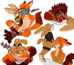 anal anal_sex anthro anus balls bondage bound bulge canine clothing cum cum_on_feet disney duo fellatio fennec finnick foot_fetish foot_focus fox gay hicanyoumooforme humanoid_penis male male_only mammal nick_wilde oral penetration penis sex underwear white_underwear yaoi zootopia