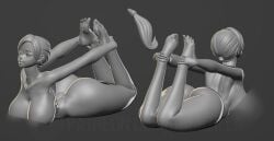 1girl 3d ass back barefoot breasts cleavage completely_nude curvy disembodied_penis earrings feet feet_up female grey_background hair_bun huge_breasts jewelry large_breasts legs_up lips lying mature_female multiple_views nose nude on_stomach penis rushzilla short_hair single_hair_bun soles stretching the_pose thick_thighs thighs toes wide_hips wii_fit wii_fit_trainer wii_fit_trainer_(female) wip zbrush