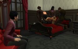 bed bedroom bella_goth black_boots blowjob cuckold cuckold_masturbating dark-skinned_male dark_penis dark_skin erotic fishnet_legwear fishnets foursome mortimer_goth pornography sex sex_toy sexy sexy_pose sims sims4 the_sims the_sims_4