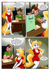 1boy 1girls animaniacs anthro bbmbbf breasts comic female fur34 furry male minerva_mink palcomix peter_pan_(disney) warner_brothers
