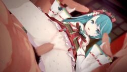 3boys 3d blue_eyes blue_hair breasts elma03xxx female gangbang handjob hatsune_miku nipples penetration penis project_sekai sex sweat vocaloid