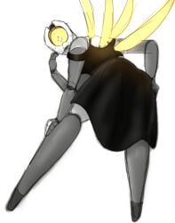 1girls 4_arms black_dress gyat looking_at_viewer looking_back looking_down oc original_character robot robot_girl robot_wings stargutz tagme ultrakill