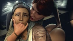 2girls 3d 4k absurdres alyx_vance ass big_ass drdabblur female female_only fingering fingers_in_mouth half-life_(series) half-life_2 highres human human_female human_only judith_mossman lezdom milf multiple_females multiple_girls source_filmmaker yuri