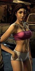 1girl 1girls ai_assisted brown_hair edit edited edited_art female female_focus female_only girl girl_only lilly_caul only_girl pink_shirt shorts solo solo_female solo_focus solo_woman strapless strapless_dress strapless_top strapless_topwear telltale telltale_games the_walking_dead the_walking_dead_(series) the_walking_dead_(telltale) the_walking_dead_game white-skin white-skinned_female white_shorts woman woman_only woman_solo