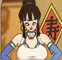 1girl 1girls ai_assisted asian asian_female black_hair black_lipstick blue_eyeshadow chichi dragon_ball dragon_ball_z edited_art eyeshadow female female_focus female_only girl_only jewlery lipstick only_woman ore_jai orejay solo solo_female solo_focus woman woman_only
