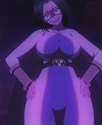 1girls black_hair blue_eyes breasts clothing hips ingoku_danchi_deviant_apartment_complex large_breasts screencap stitched thighs