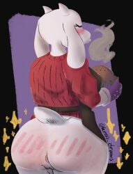 big_ass big_breasts exposed_anus exposed_ass fat_ass half_naked spanking toriel undertale