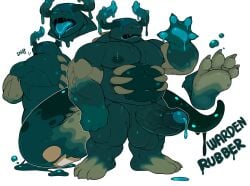3_fingers 4_toes anthro big_cock big_dick big_penis chubby chubby_anthro chubby_belly chubby_male dripping dripping_liquid gay male male/male reference_sheet rubberbark warden_(minecraft)